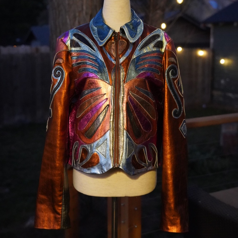 Stars are blind free people metallic leather jacket